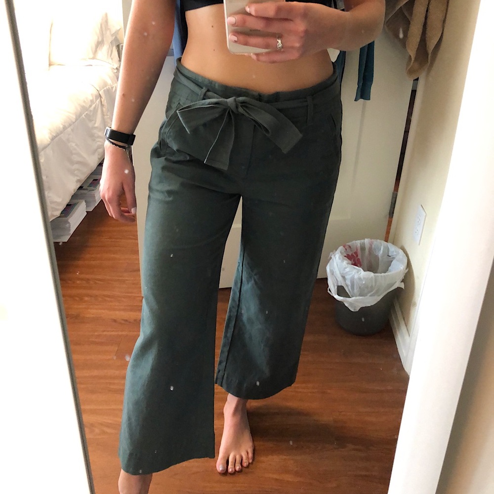 LOFT Tie Waist Wide Leg Pants